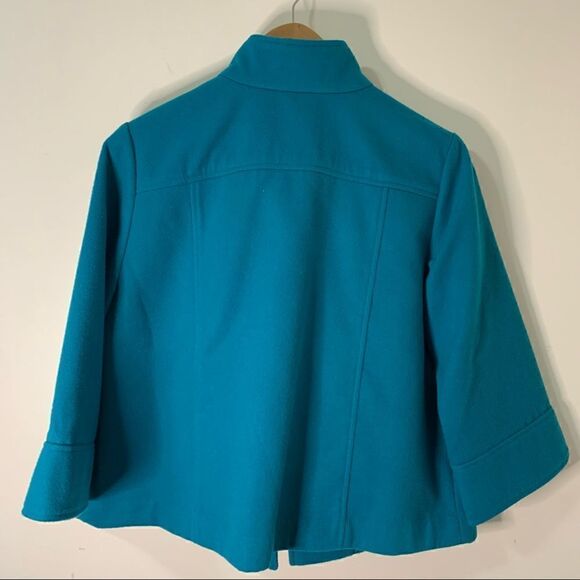 Chicos 1 Teal Blue Polyester Blend Coat - Picture 4 of 4